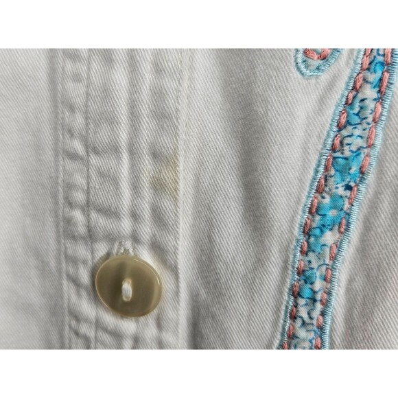 DRESS BARN Vtg Shirt Womens 1X White Applique Cats Short Sleeves Button Up - Picture 5 of 8